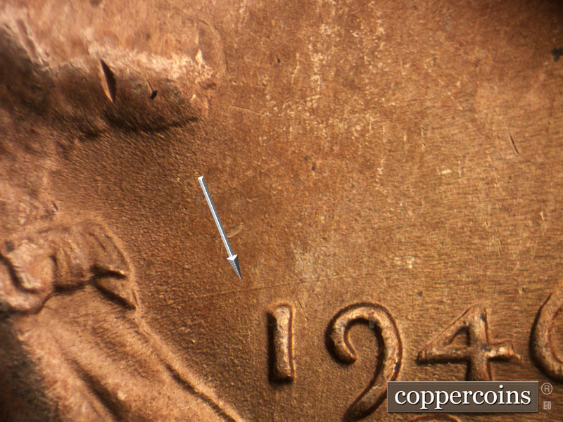 Die-stage B marker on 1946D•1MM•055 (1946 Repunched Mint Mark).