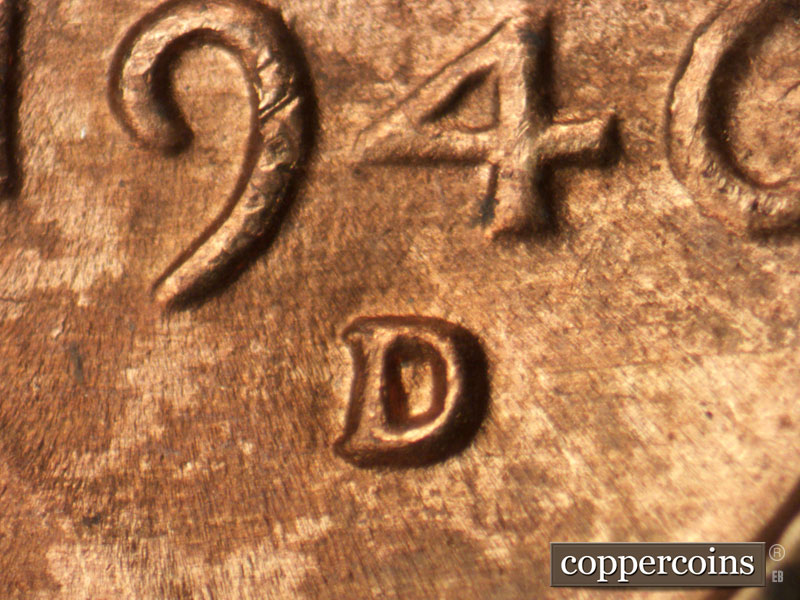 1946 Lincoln cent obverse, CopperCoins die 1946D•1MM•056.