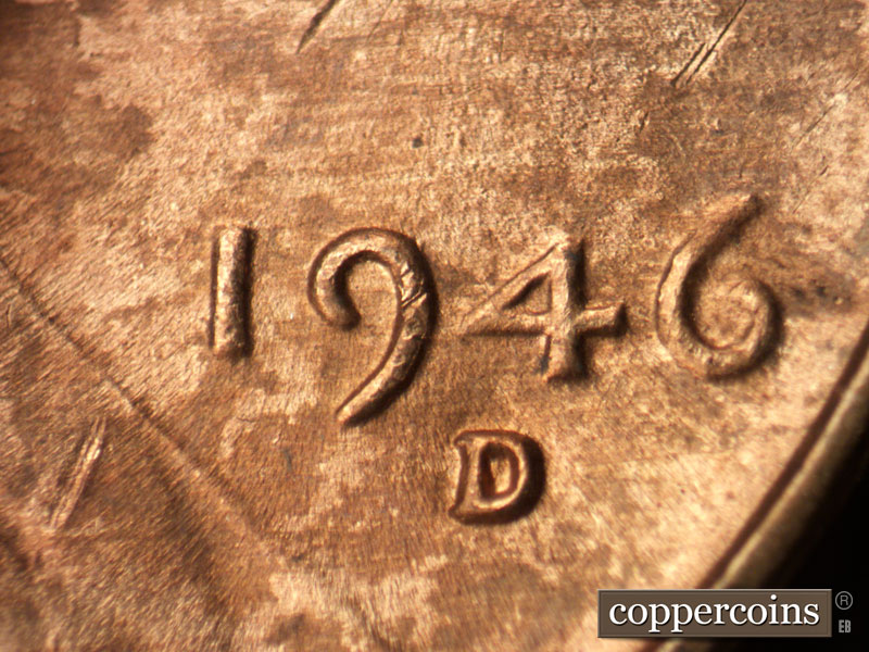 Die-stage B marker on 1946D•1MM•056 (1946 Repunched Mint Mark).