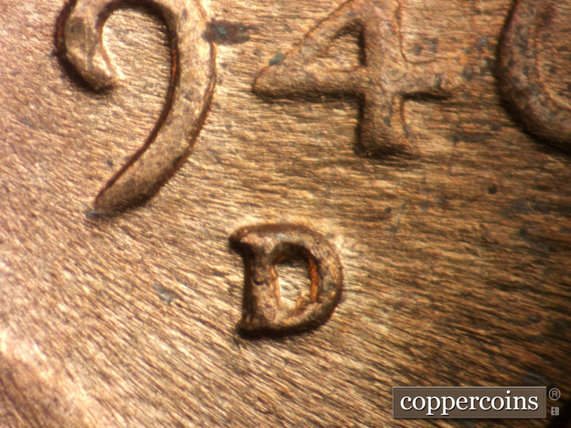 1946 Lincoln cent obverse, CopperCoins die 1946D•1MM•057.