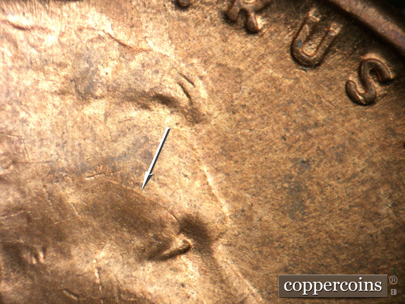 Die-stage B marker on 1946D•1MM•057 (1946 Repunched Mint Mark).