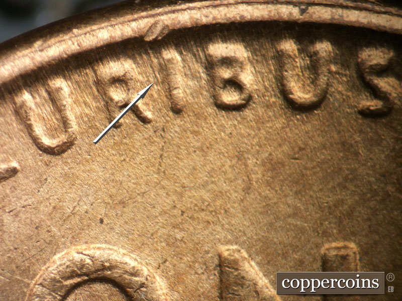 Die-stage B marker on 1946D•1MM•057 (1946 Repunched Mint Mark).