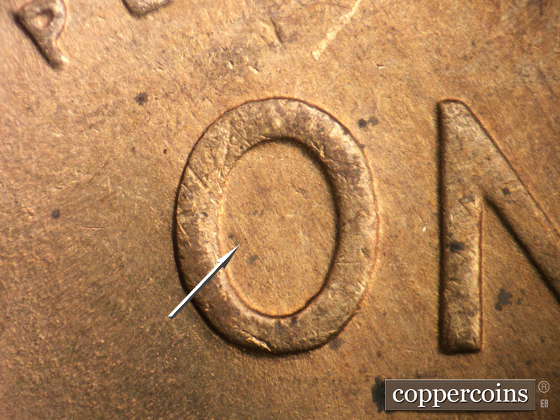 Die-stage B marker on 1946D•1MM•058 (1946 Repunched Mint Mark).