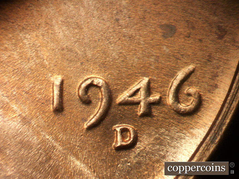 Die-stage B marker on 1946D•1MM•060 (1946 Repunched Mint Mark).