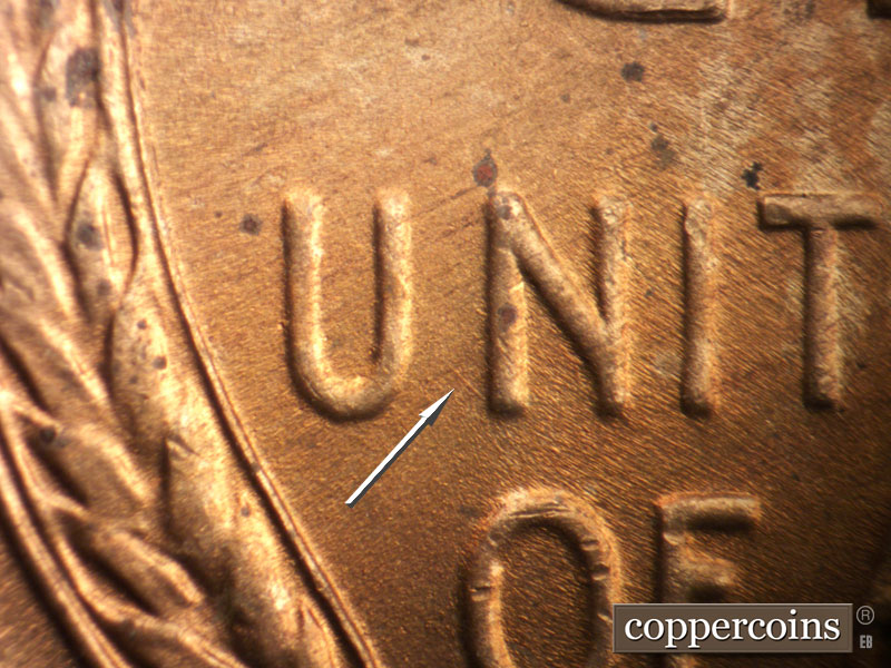 Die-stage B marker on 1946D•1MM•060 (1946 Repunched Mint Mark).