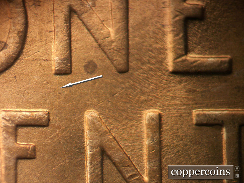 Die-stage B marker on 1946D•1MM•061 (1946 Repunched Mint Mark).
