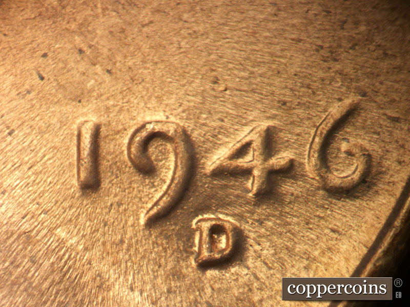Die-stage B marker on 1946D•1MM•063 (1946 Repunched Mint Mark).