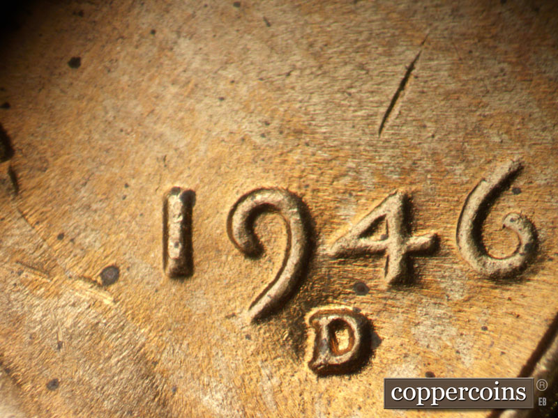Die-stage B marker on 1946D•1MM•068 (1946 Repunched Mint Mark).