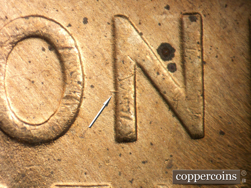 Die-stage B marker on 1946D•1MM•068 (1946 Repunched Mint Mark).