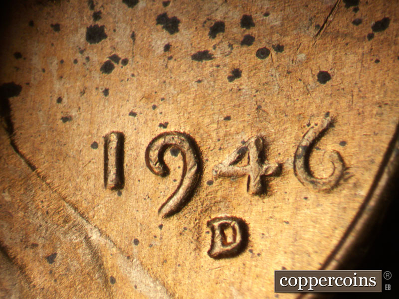 Die-stage B marker on 1946D•1MM•069 (1946 Repunched Mint Mark).