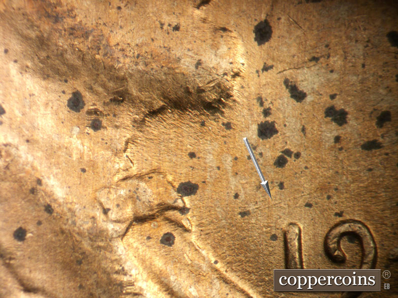 Die-stage B marker on 1946D•1MM•069 (1946 Repunched Mint Mark).