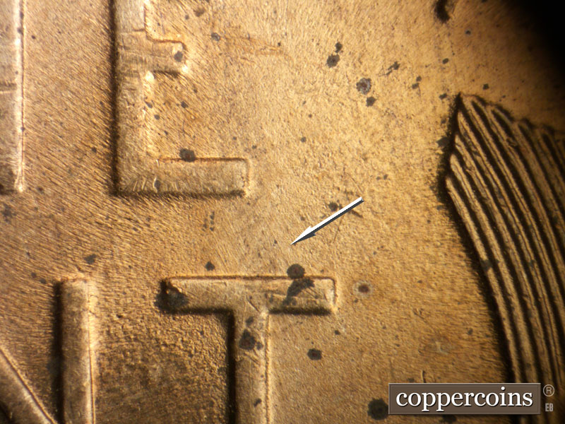 Die-stage B marker on 1946D•1MM•069 (1946 Repunched Mint Mark).