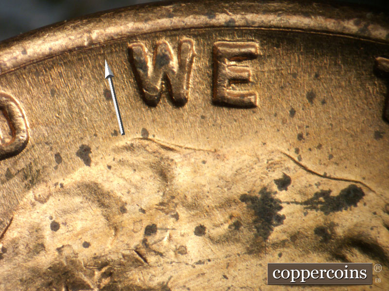 Die-stage B marker on 1946D•1MM•071 (1946 Repunched Mint Mark).