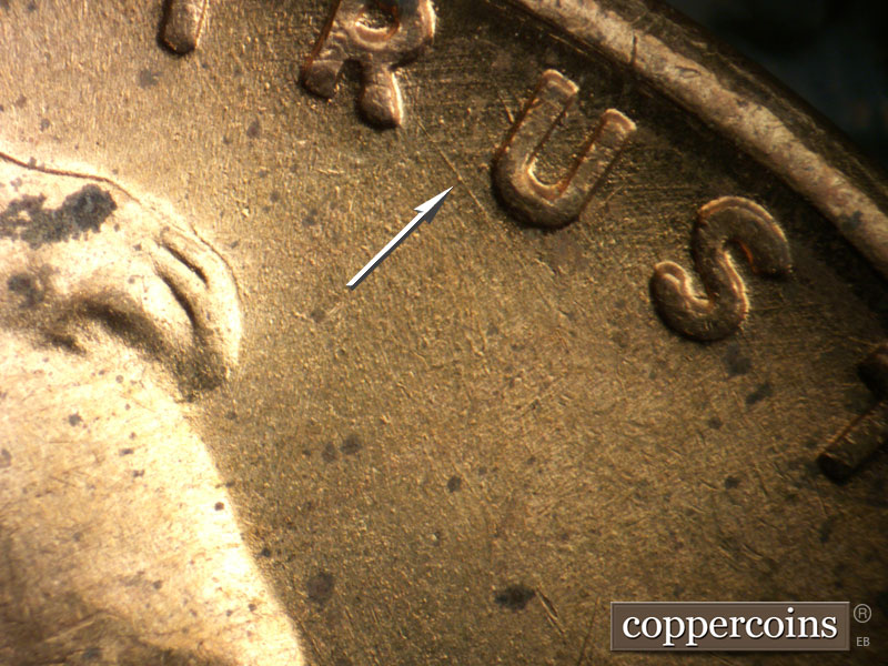 Die-stage B marker on 1946D•1MM•071 (1946 Repunched Mint Mark).