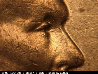 Die-stage C marker on 1946P•1DO•006 (1946 Doubled Die Obverse).