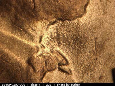 Die-stage C marker on 1946P•1DO•006 (1946 Doubled Die Obverse).