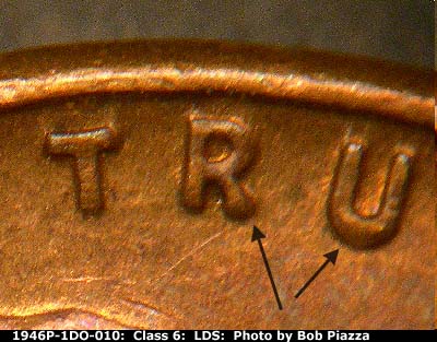 Die-stage C marker on 1946P•1DO•010 (1946 Doubled Die Obverse).