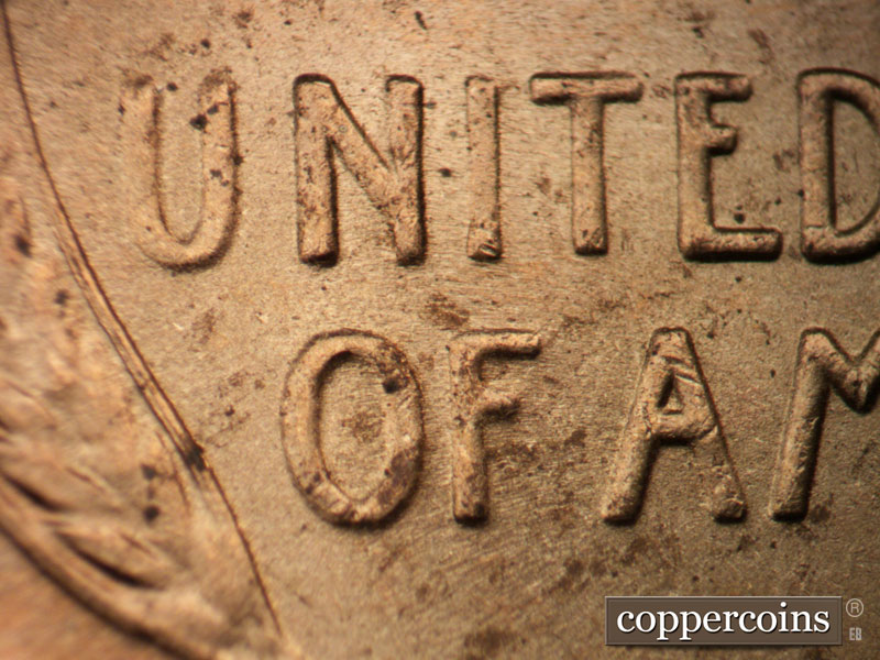 Die-stage C marker on 1946P•1DR•001 (1946 Doubled Die Reverse).