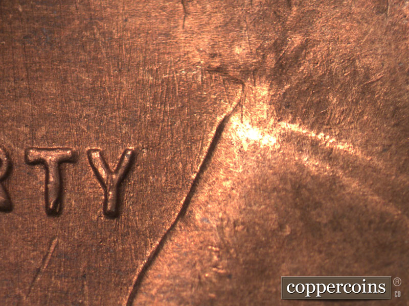 Die-stage A marker on 1946S•1DO•002 (1946 Doubled Die Obverse).