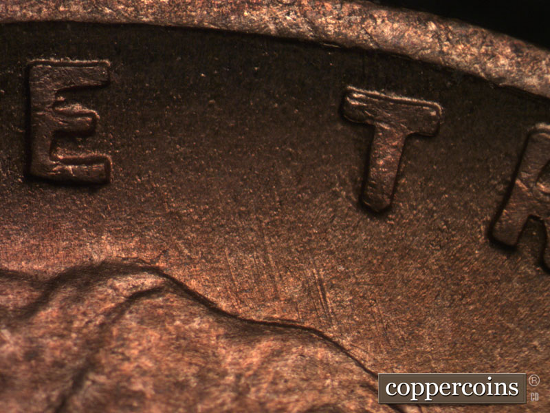 Die-stage A marker on 1946S•1DO•002 (1946 Doubled Die Obverse).