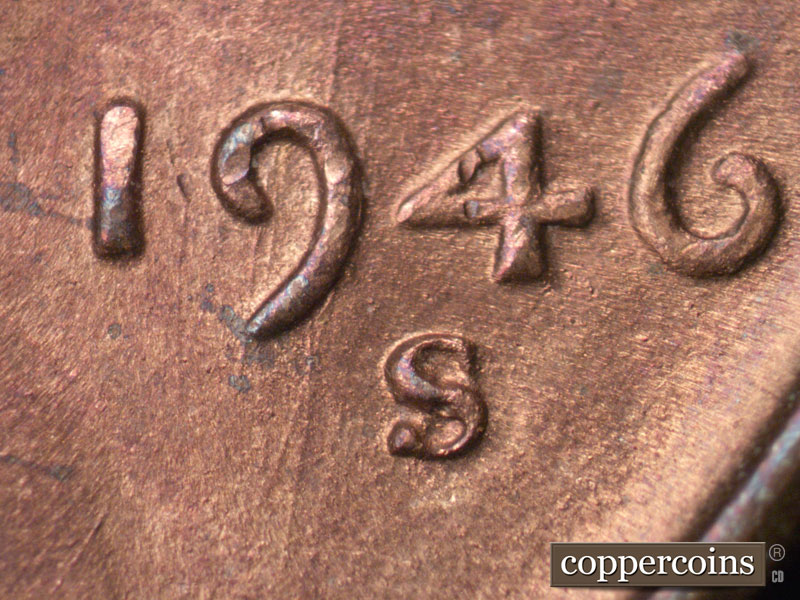 Die-stage C marker on 1946S•1DO•002 (1946 Doubled Die Obverse).