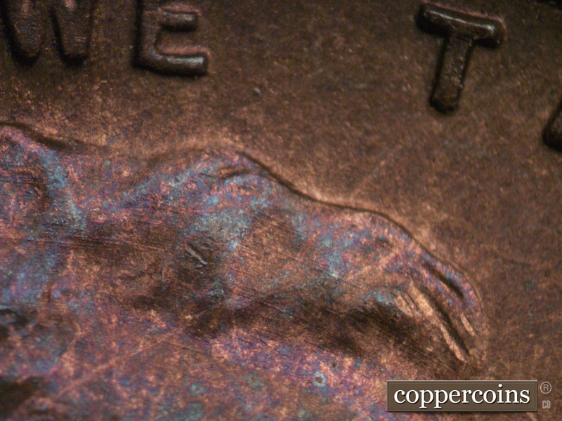Die-stage C marker on 1946S•1DO•002 (1946 Doubled Die Obverse).
