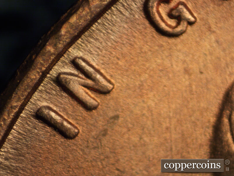 Die-stage B marker on 1946S•1DO•005 (1946 Doubled Die Obverse).
