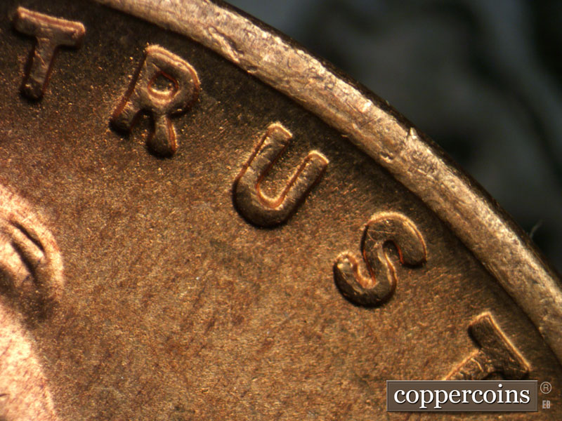 Die-stage B marker on 1946S•1DO•006 (1946 Doubled Die Obverse).