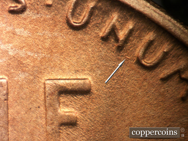 Die-stage C marker on 1946S•1DO•007 (1946 Doubled Die Obverse).