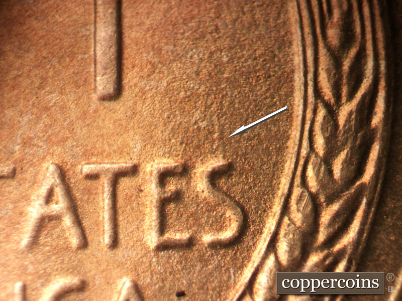 Die-stage C marker on 1946S•1DO•007 (1946 Doubled Die Obverse).
