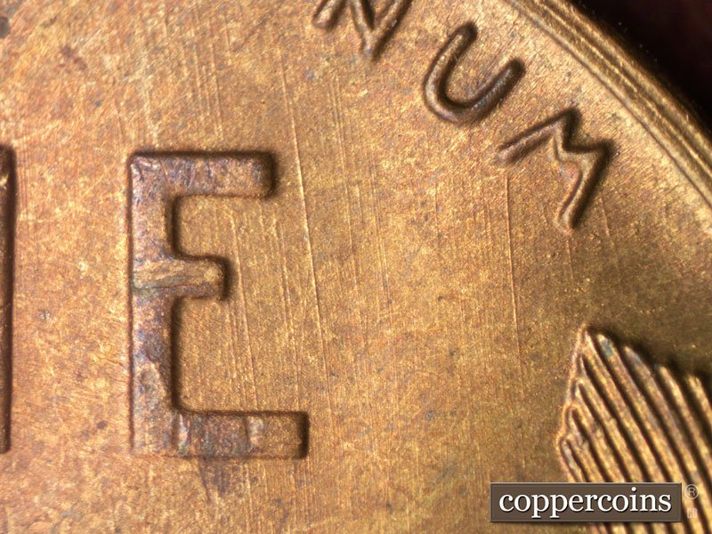 Die-stage A marker on 1946S•1DO•009 (1946 Doubled Die Obverse).