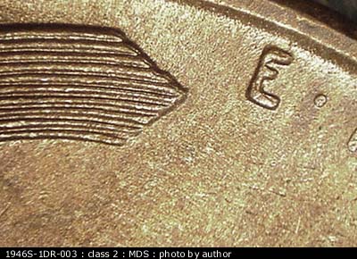 1946 Lincoln cent obverse, CopperCoins die 1946S•1DR•003.