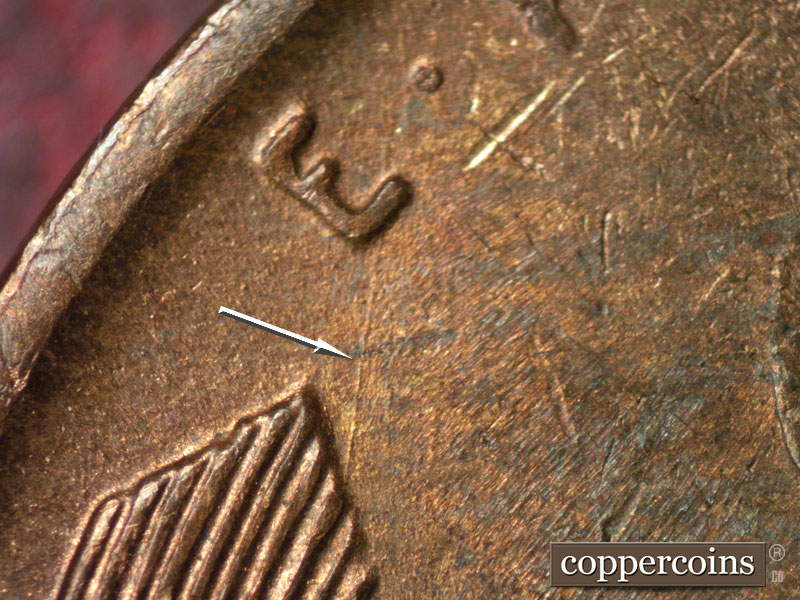 Die-stage C marker on 1946S•1MM•001 (1946 Repunched Mint Mark).