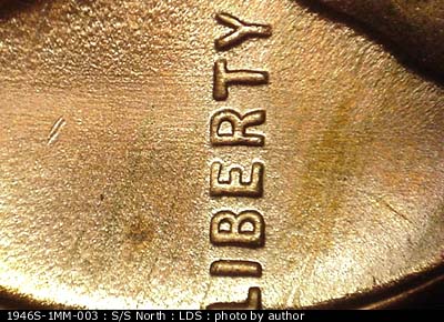 Die-stage C marker on 1946S•1MM•003 (1946 Repunched Mint Mark).