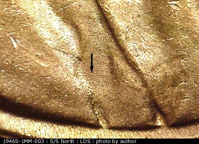Die-stage C marker on 1946S•1MM•003 (1946 Repunched Mint Mark).