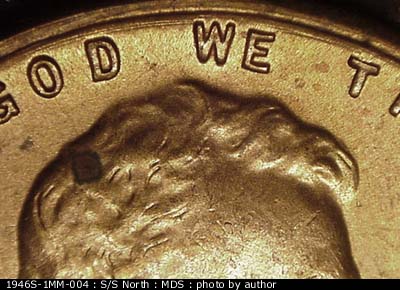Die-stage B marker on 1946S•1MM•004 (1946 Repunched Mint Mark).