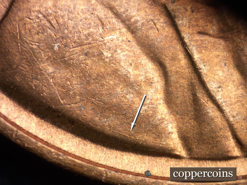 Die-stage B marker on 1946S•1MM•005 (1946 Repunched Mint Mark).
