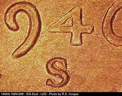 Die-stage C marker on 1946S•1MM•006 (1946 Repunched Mint Mark).