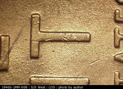 Die-stage C marker on 1946S•1MM•008 (1946 Repunched Mint Mark).