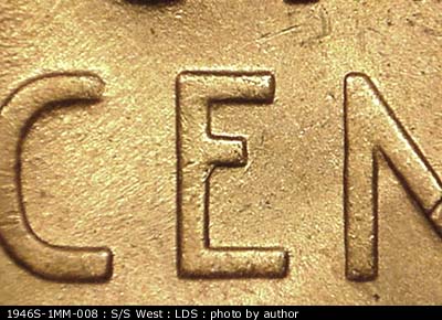 Die-stage C marker on 1946S•1MM•008 (1946 Repunched Mint Mark).