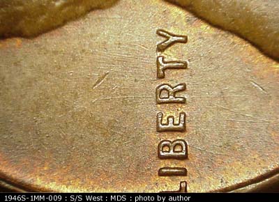 Die-stage B marker on 1946S•1MM•009 (1946 Repunched Mint Mark).