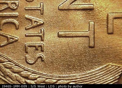 Die-stage C marker on 1946S•1MM•009 (1946 Repunched Mint Mark).