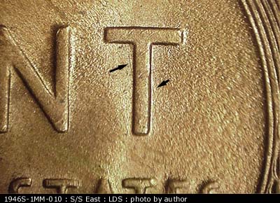 Die-stage C marker on 1946S•1MM•010 (1946 Repunched Mint Mark).