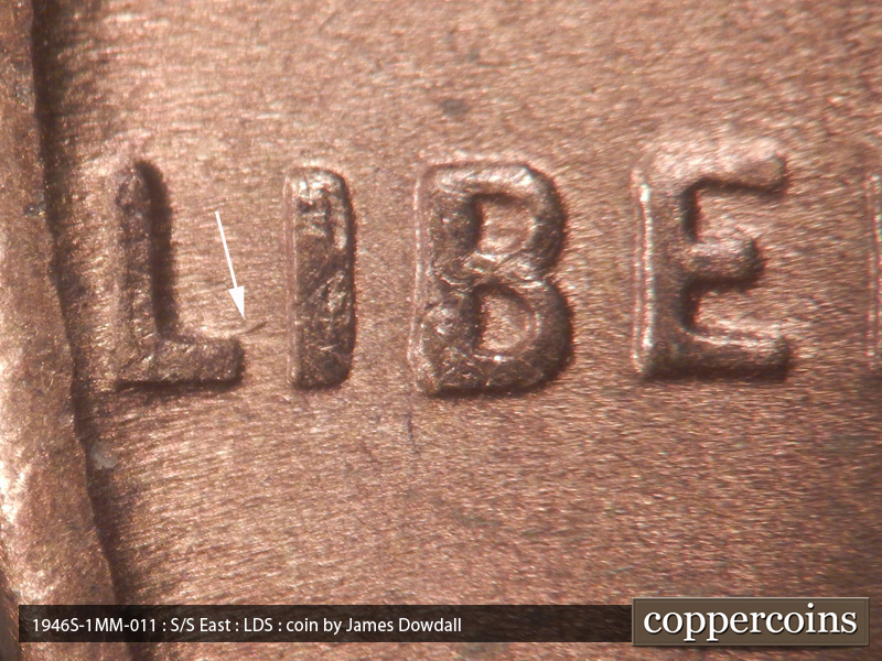 Die-stage C marker on 1946S•1MM•011 (1946 Repunched Mint Mark).