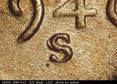 Die-stage C marker on 1946S•1MM•013 (1946 Repunched Mint Mark).
