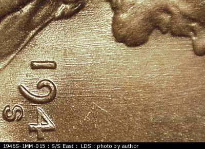 Die-stage C marker on 1946S•1MM•015 (1946 Repunched Mint Mark).
