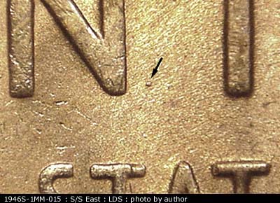 Die-stage C marker on 1946S•1MM•015 (1946 Repunched Mint Mark).
