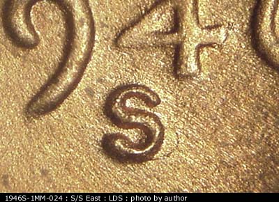 Die-stage C marker on 1946S•1MM•024 (1946 Repunched Mint Mark).
