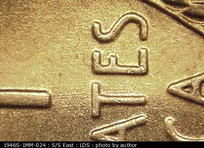 Die-stage C marker on 1946S•1MM•024 (1946 Repunched Mint Mark).
