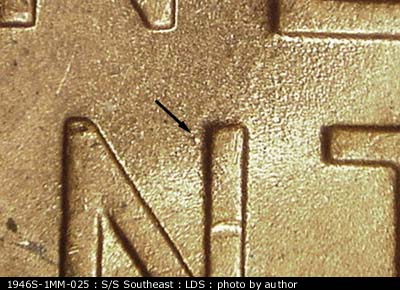 Die-stage C marker on 1946S•1MM•025 (1946 Repunched Mint Mark).
